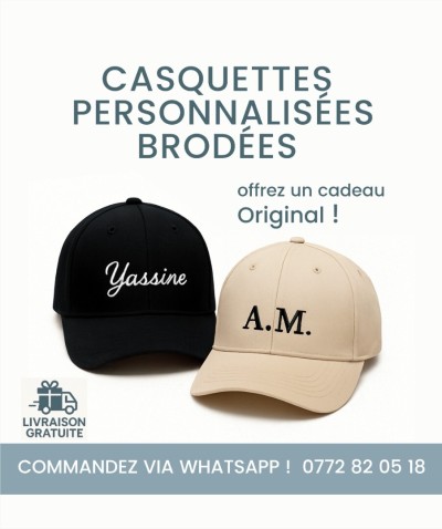Casquette personnalisée brodée avec nom ou initiale idée cadeau broderie embroidery cap  قبعة مطرزة 