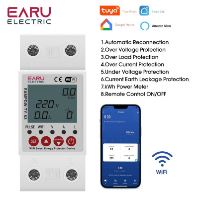 composants-materiel-electronique-protection-contre-les-surtensions-smart-connecte-compteur-denergie-kwh-2p-63a-tuya-andrea-wifi-baba-hassen-alger-algerie