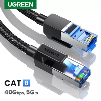 UGREEN Câble Ethernet Cat8 RJ45 Super Débit 40Gbps 2000MHz Nylon Tressé Double Blindage 