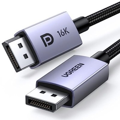 UGREEN Cable DisplayPort 2.1 16K/60Hz, 8K/120Hz, 4K/240Hz, 80Gbps HDR HDCP, G-Sync [VESA Certified] 