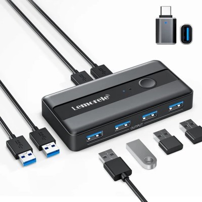 Lemorele commutateur KVM USB 3.0 avec 4 ports USB pour 2 PC