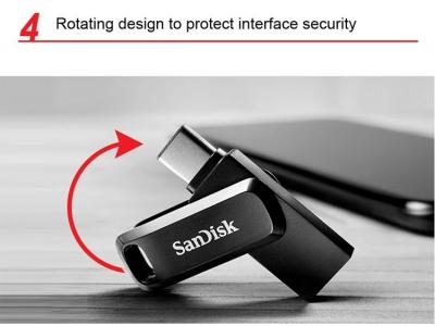 الأصلي يتكلم  SanDisk OTG USB3.1 (Type c)  64GB Mini U Disque 150 M/s  Bâton de Mémoire SDDD3