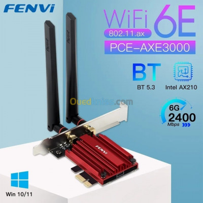FENVI Wi-Fi 6E AX210  Tri-bande 2.4G/5G/6Ghz Sans Fil PCI-E Adaptateur Compatible Bluetooth 5.3 