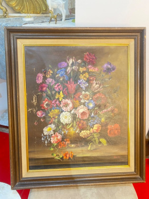 ديكورات-و-ترتيب-tableaux-ancien-huile-sur-toile-bouquet-de-fleurs-periode-coloniale-19em-siecle-7565cm-بومرداس-الجزائر