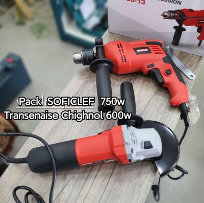Pack : Perceuse + Meuleuse طقم : مثقاب+قاطع كهربائي 