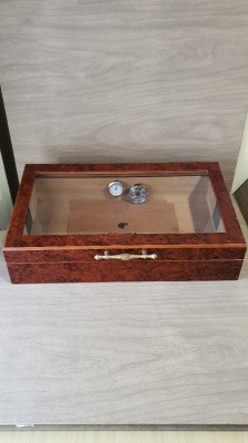 antiquites-collections-elegante-cave-a-cigares-en-bois-loupe-boite-cigare-humidor-avec-hygrometre-haut-de-gamme-staoueli-alger-algerie