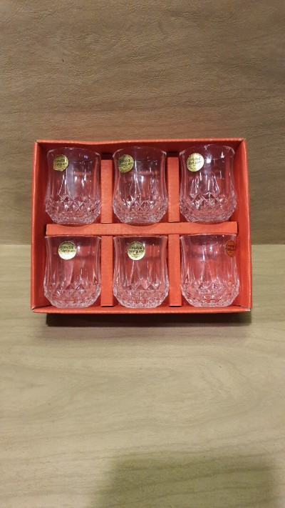 Coffret 6 petits verres en cristal d'Arques Longchamp, Paris,  arc Made in France