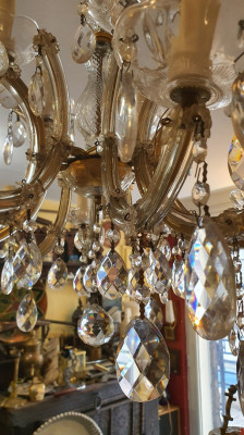 Grand Lustre vénitien en cristal 2 étages 15 lumières 