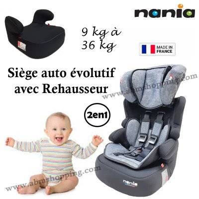 Siège auto évolutif avec Rehausseur 2 en1 | NANIA