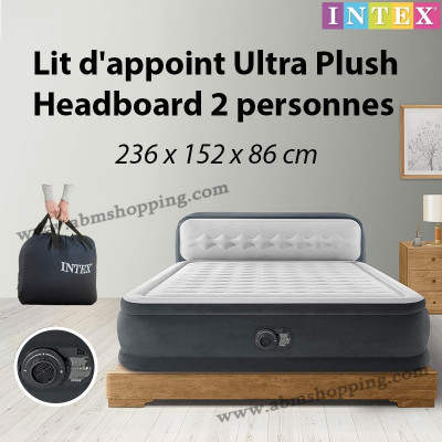 Lit d appoint Ultra Plush Headboard 2 personnes 236x152x86cm | INTEX