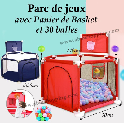 منتجات-الأطفال-parc-de-jeux-avec-panier-basket-et-30-balles-665-x-70-128-140-cm-برج-الكيفان-الجزائر