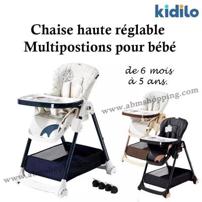 Chaise haute réglable Multipostions pour bébé | Kidilo