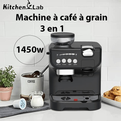 Machine à café à grain 3 en 1 ( broyeur de grain + cafétière + expresso  | kitchen lab