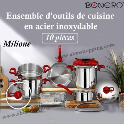 Ensemble d'outils de cuisine Milione en acier inoxydable 10 pièces | Bonera
