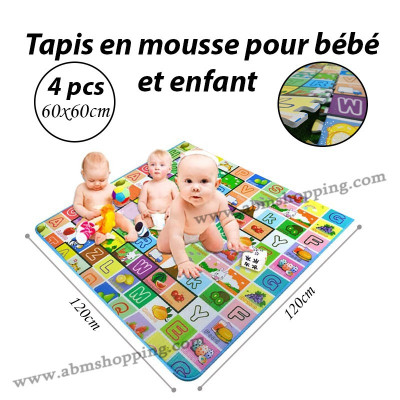 Tapis en mousse pour bébé et enfant motif alphabet 120x120 cm