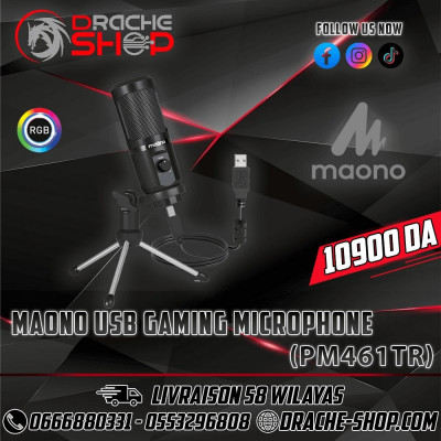MAONO USB Gaming Microphone RGB Light, Tripod Stand 