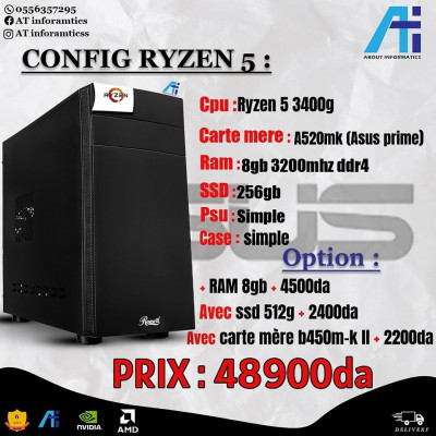 CONFIG PC RYZEN 5 3400G A520M-K ASUS 