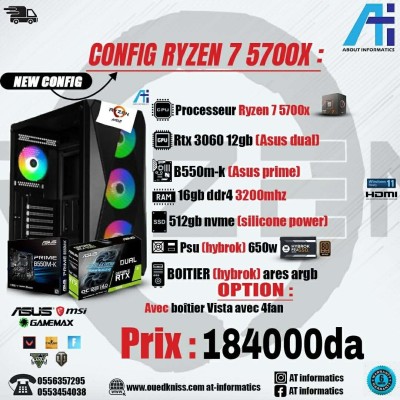 CONFIG PC GAMING AMD RYZEN 7 5700X AVEC RTX 3060 12GB ASUS DUAL