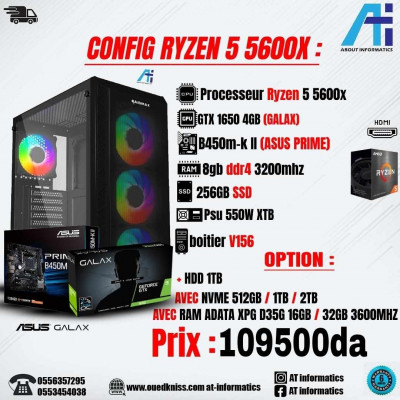 Config pc AMD ryzen 5 5600x/gtx 1650 4gb galax new
