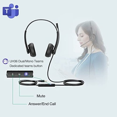 YEALINK - UH34 F/P: Casque USB binaural UH34 UC & Teams pour call center