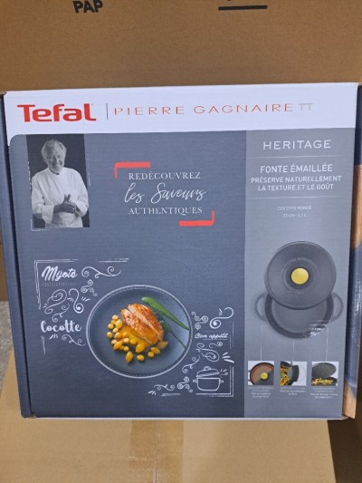 COCOTTE TEFAL PIERRE GAGNAIRE HÉRITAGE 5.1L 25CM FONTE RONDE REVETEMENT EMAIL MAT SANS PFOA 