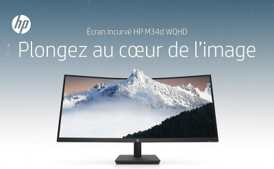 Écran HP M34d incurvé 34" WQHD (HDMI/DisplayPort/USB Type-C/USB Type-B, 3440 x 1440, 21:9, 5ms)