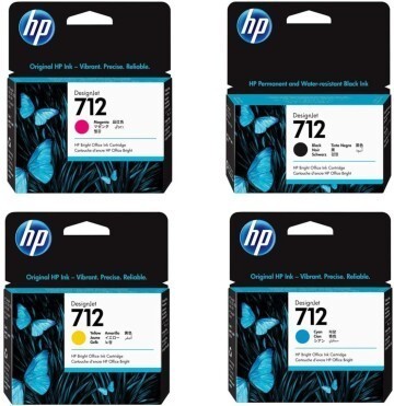 Pack Cartouches HP 712 Originales Noir, Cyan, Magenta, Jaune 