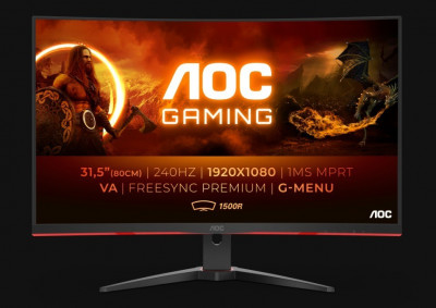 Ecran Gaming Curved VA HDR Monitor AOC C32G2E 31.5 pouce FreeSync Premium  1ms165Hz Mode