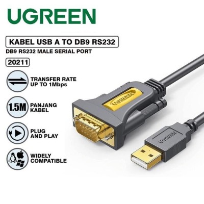 UGREEN CR104 USB to DB9 RS-232 Adapter Cable 1m