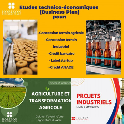 Etude technico-économique Concession de terrain agricole et industriel, crédit bancaire, label startup, ANADE