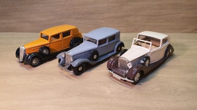 Voitures de collection, modèles réduits des années 30's SOLIDO 1:43, Rolls Royce, Renault, Packard