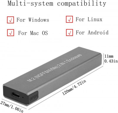 RACK DISQUE DUR SSD M.2 ( NGFF&NVMe) TYPE-C USB 3.1 