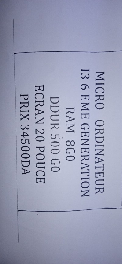 Micro ordinateur i3 6eme 