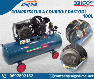 ضاغط هواء 100 لتر  DASTOOL / -COMPRESSEUR 100L À COURROIE DASTOOL-.