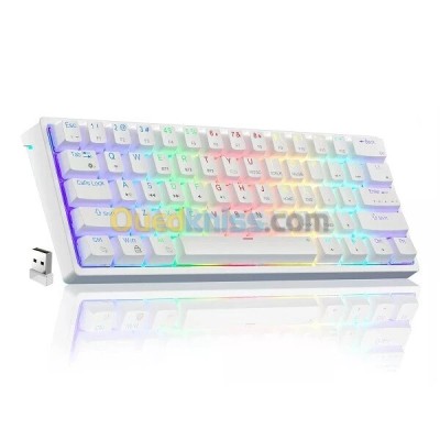 CLAVIER MAGMA FIORA F61W WHITE 60% MECANIQUE RED SWITCH RGB WIRELESS +BLUETOOTH