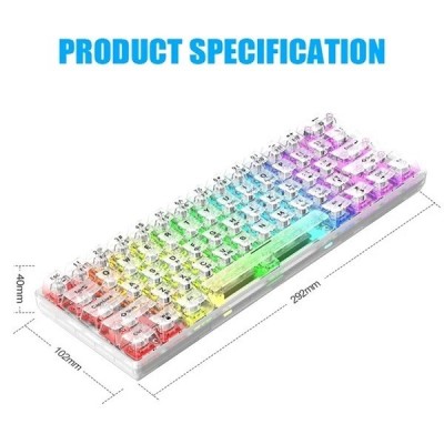 Clavier MAGMA CRYSTAL FIORA 60% F61CT RED SWITCH WIRELESS / TYPE C / RGB