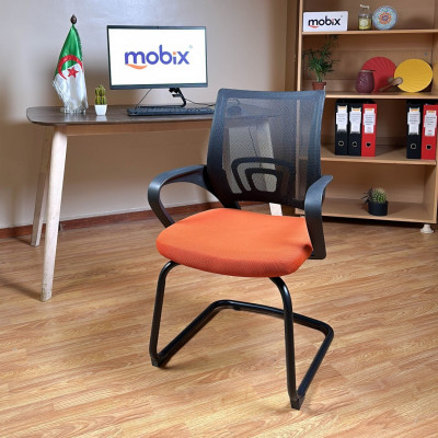 كرسي شبكي برتقالي مع ظهر أسود Chaise VISITEUR filet couleur ORANGE et dos noir, ergonomique 