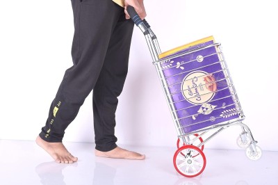 Chariot Caddie Portable Et Pliable , Pour Supermarché A 4 Roues, Monte-Escalier, En Aluminium Dure