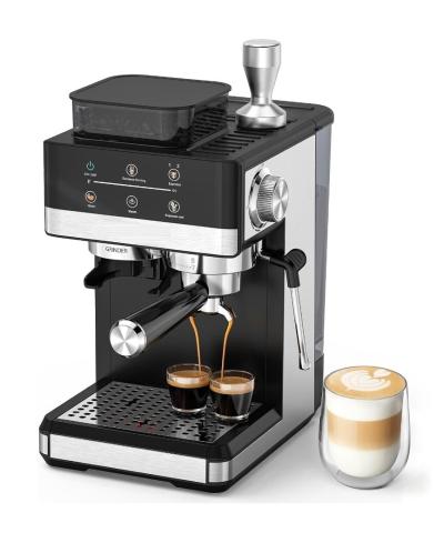 Machine A Expresso Professionnelle Avec Broyeur Intégré, 20 Bars Avec Mousseur , En Acier Inoxydable