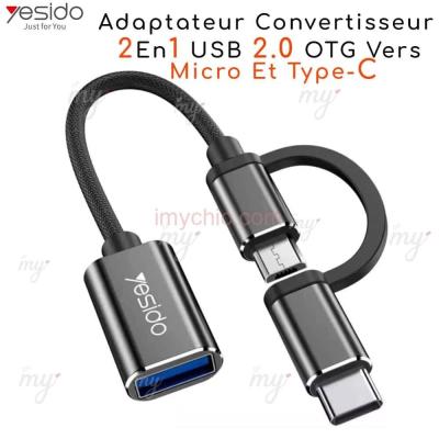 OTG YESIDO USB TO MICRO USB + TYPE-C GS02