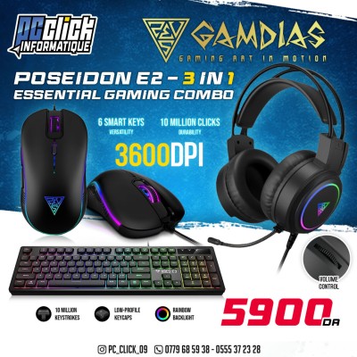 COMBO GAMDIAS POSEIDON E2 3IN1 CLAVIER CASQUE SOURIS