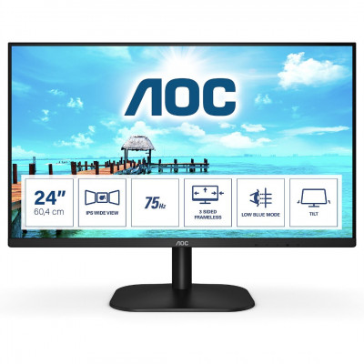 Ecran AOC 23.8" LED - 24B2XH - FHD 1080p - 4 ms (gris à gris) - Dalle IPS - HDMI - VGA - Noir