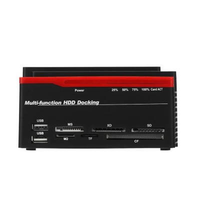 RACK USB AIO 2.0/3.0 SATA/IDE 2.5"/3.5" CLONAGE + LECT CM SD/XD/MSM2/TF/CF + TRANSFO 12V-3A