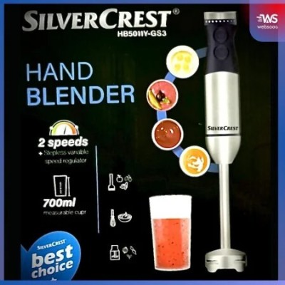 Bras Mixeur SilverCrest 800W en Inox  Puissant et Polyvalent HB5011Y-GS3