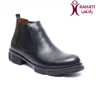 bottes-rahati-chaussure-orthopedique-de-confort-demi-boots-chelsea-homme-en-cuir-noir-hdther24-tlemcen-algerie