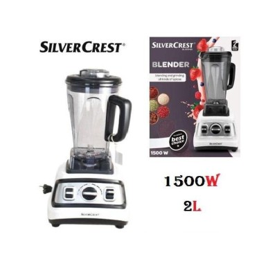SilverCrest Blender Electrique Proffessionell 2L-1500 W - 6 Lames REF BL1015-GS-Noir-Blanc