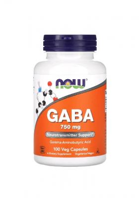 Now GABA 750 mg 100 capsules végétariennes