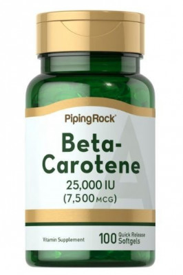 PipingRock Beta carotene vitamine A 25000UI 100gelules a بيتا كاروتين فيتامين أ 25000 وحدة دولية