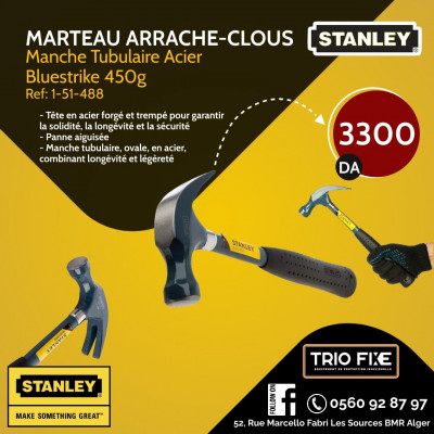 Marteau Arrache-Clous Manche Tubulaire Acier Bluestrike 450g à prix mini -  STANLEY Réf.1-51-488