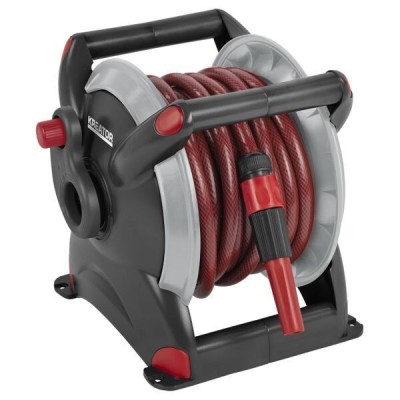 ENROULEUR  AVEC TUYAU D'ARROSAGE KREATOR 15 M + ACCESSOIRE
